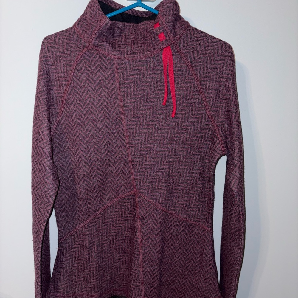 Prana Women's Cowl Neck Sweater - Burgundy and Pink